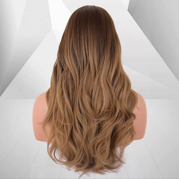 Ombre Brown Wig with Bangs - Picture 4 of 6